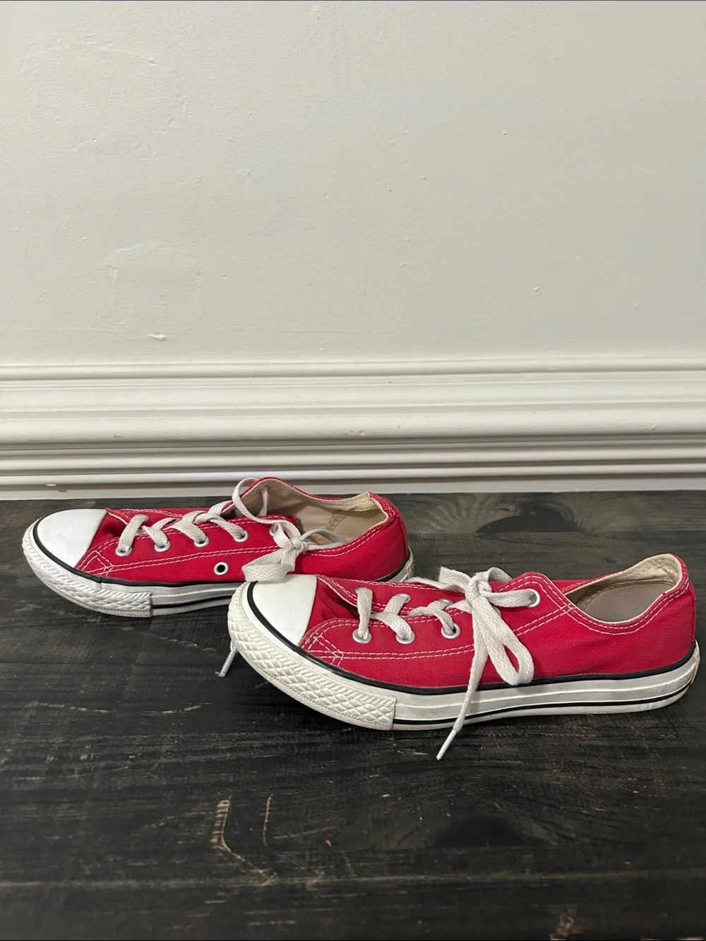 Kids Red Canvas Low-Top Sneakers